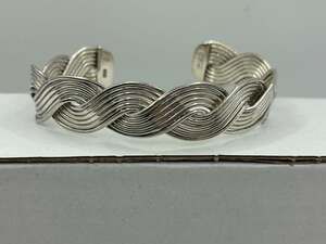 Vintage Taxco Mexican Sterling Silver Multi-Strand Braided Wide Cuff Bracelet